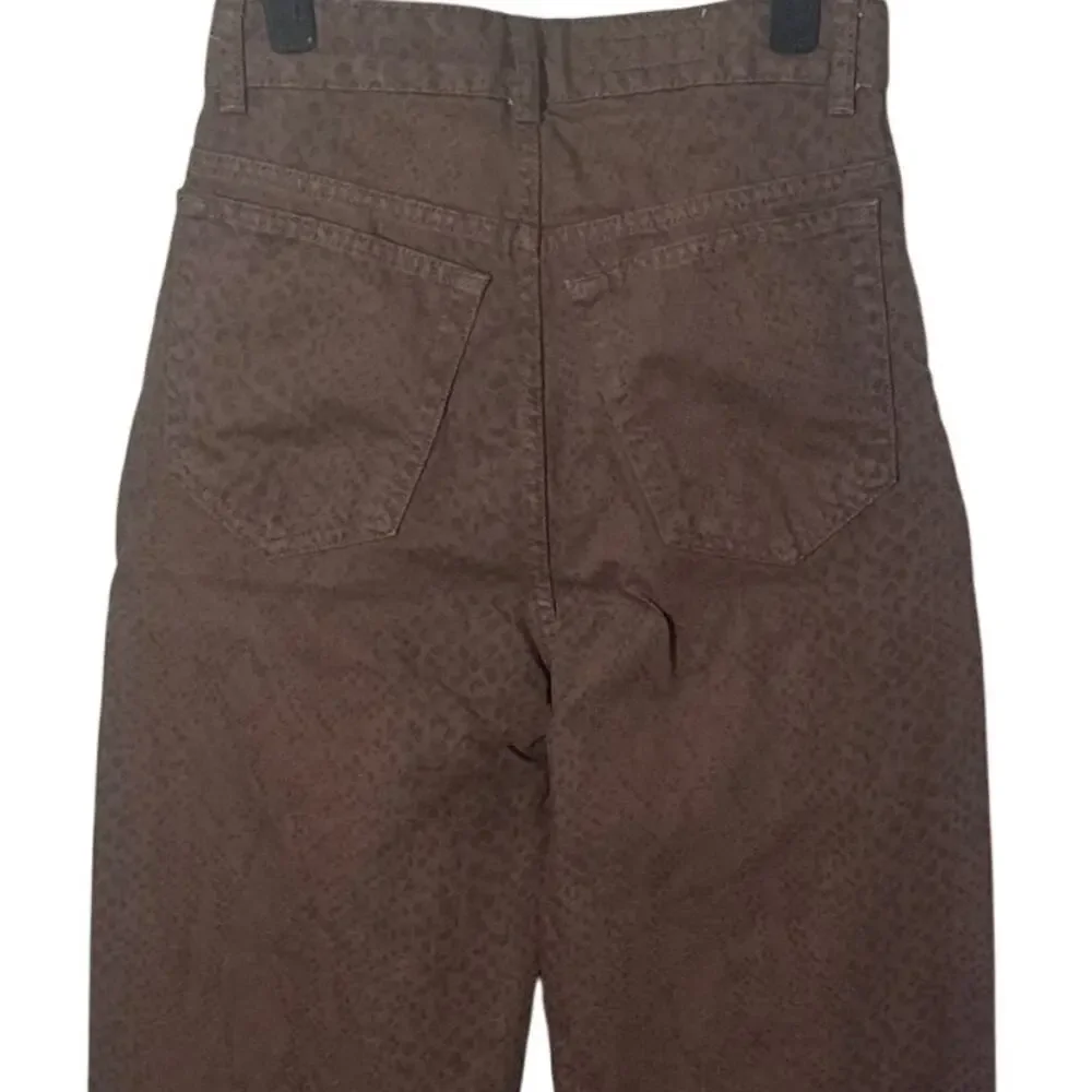 Zara Chocolate Brown Straight Leg Jeans Snakeskin Print Size 0‎